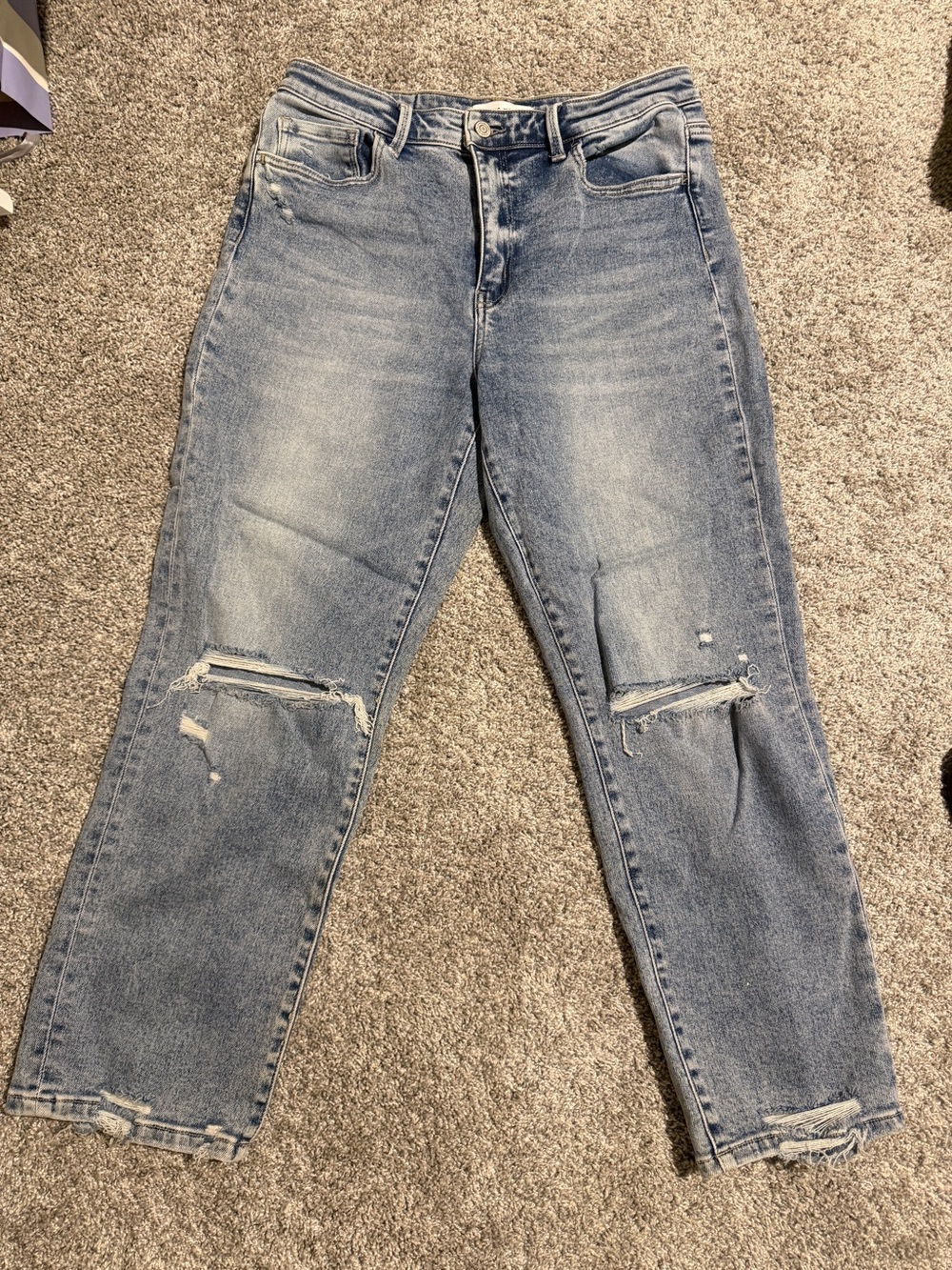 Flying Monkey Light Wash Boyfriend Jeans with Knee Rips